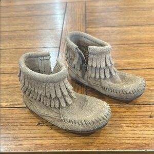 Children's Minnetonka Suede Moccasin Boots with Fringe